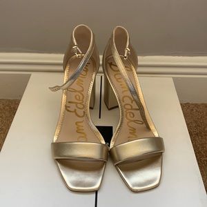 Sam Edelman Daniella Block Gold Heel Sandal